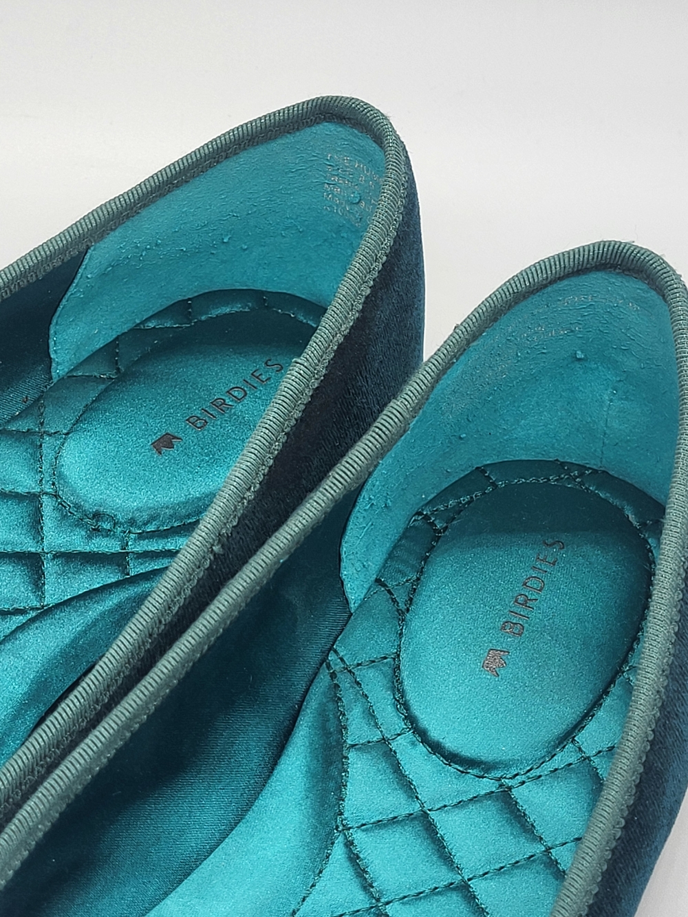 Birdies Teal Velvet Flats with Crystal Bow - Picture 14 of 14